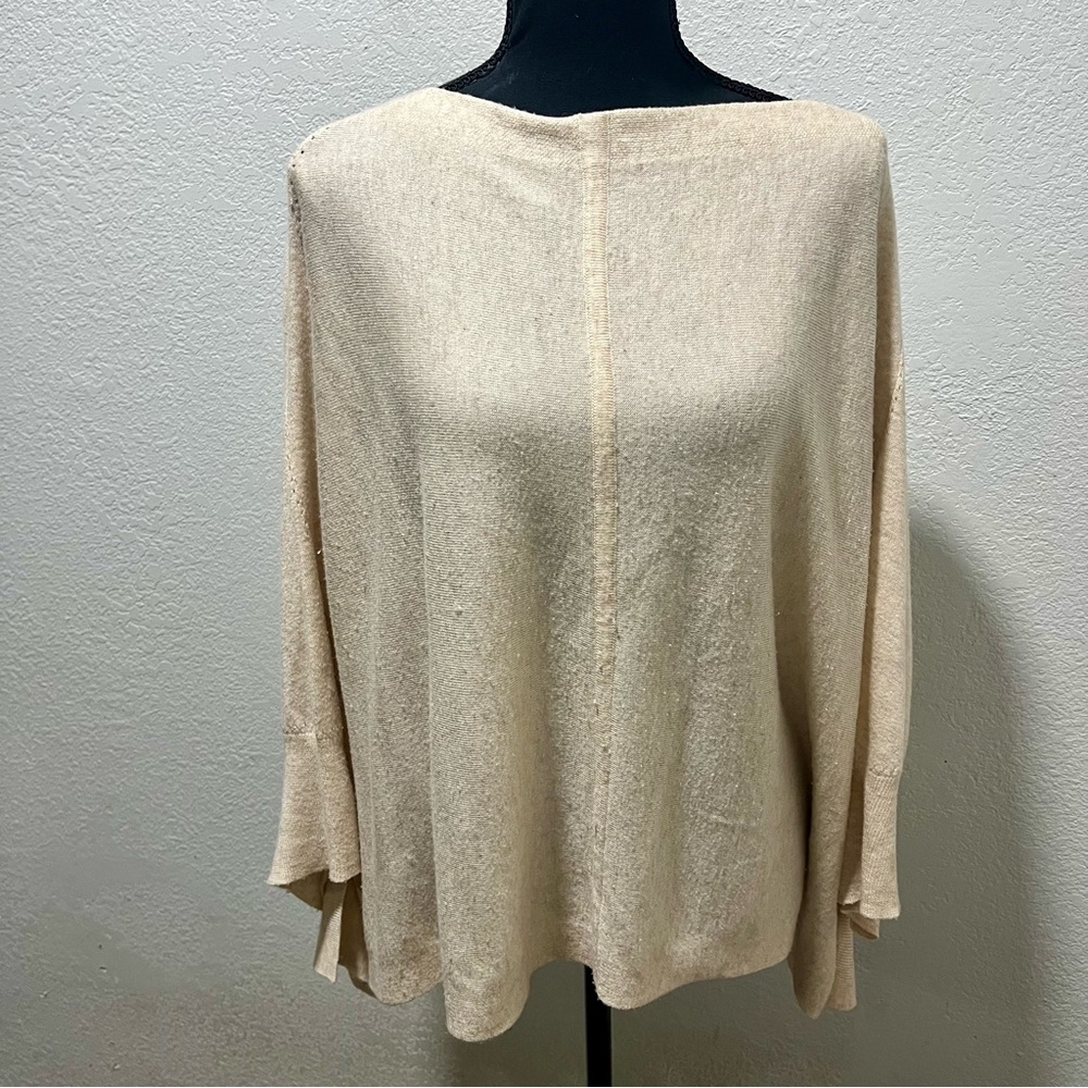 Fate Cream Relaxed Fit Knit Poncho Style Sweater